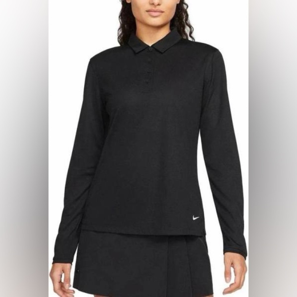 Nike Golf Dri-FIT UV Long Sleeve Polo Shirt Black Women's Size S NWT